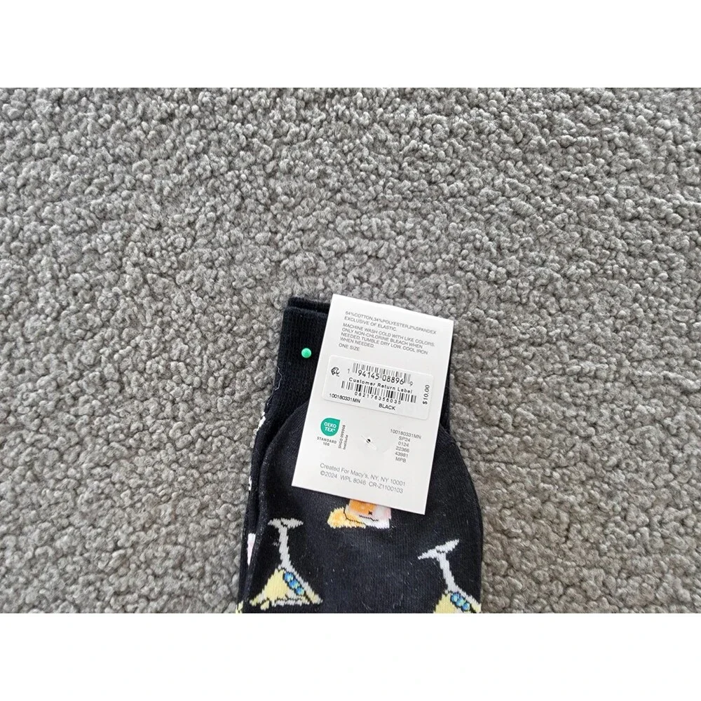 Club Room Cocktail & Baseball Crew Socks Men's One Size Black/Grey 2 Pairs